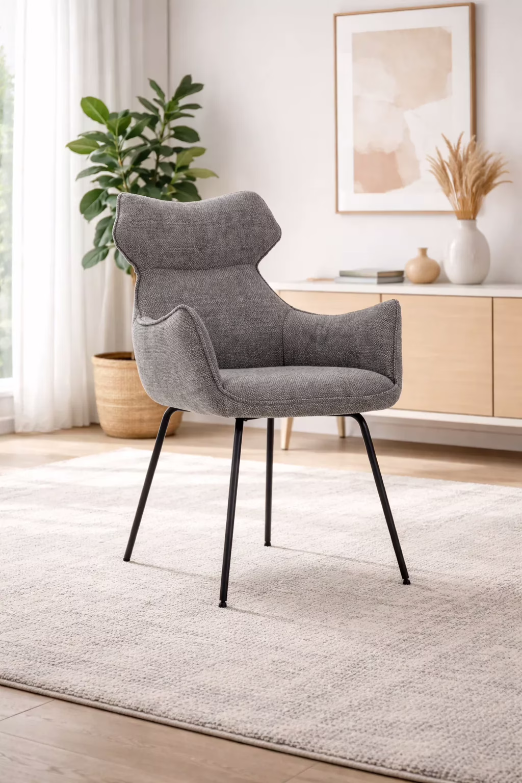 DARA Chaise de salle a manger - Gris